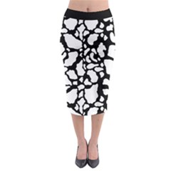 White On Black Cow Skin Midi Pencil Skirt by LoolyElzayat