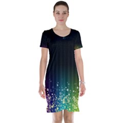 Colorful Space Rainbow Stars Short Sleeve Nightdress