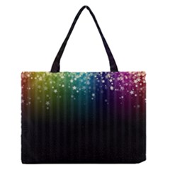 Colorful Space Rainbow Stars Zipper Medium Tote Bag