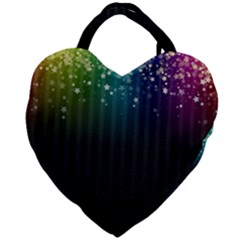 Colorful Space Rainbow Stars Giant Heart Shaped Tote