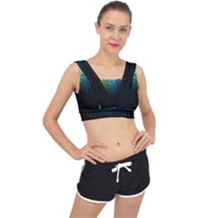 Colorful Space Rainbow Stars V-back Sports Bra