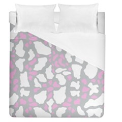 Pink Grey White Cow Print Duvet Cover (queen Size) by LoolyElzayat