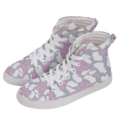 Pink Grey White Cow Print Women s Hi-top Skate Sneakers by LoolyElzayat