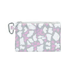 Pink Grey White Cow Print Canvas Cosmetic Bag (small) by LoolyElzayat