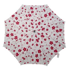 Sweet Shiny Floral Red Hook Handle Umbrellas (small)