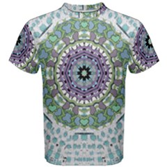 Hearts In A Decorative Star Flower Mandala Men s Cotton Tee by pepitasart