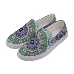 Hearts In A Decorative Star Flower Mandala Women s Canvas Slip Ons by pepitasart