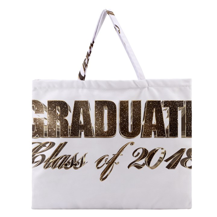 Graduate Typography Class Of 2018 Golden Faux Gold Foil Text Chic Graduation Zipper Large Tote Bag