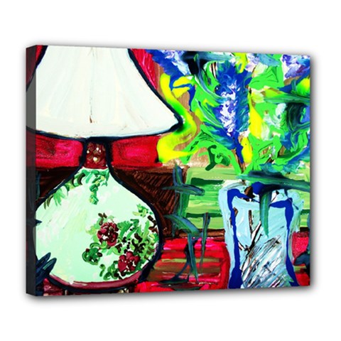 Lilack, Lamp And Curtain Window 3 Deluxe Canvas 24  X 20   by bestdesignintheworld