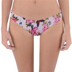 Floral Butterflies Print Reversible Hipster Bikini Bottoms by CasaDiModa