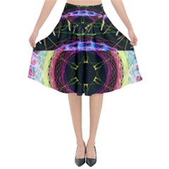 Social Media Rave Apparel Flared Midi Skirt by TheExistenceOfNeon2018