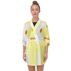 Mutt Dog Animal Domestic Vector Half Sleeve Chiffon Kimono