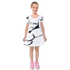 Dog Leash Lead Running Animal Kids  Short Sleeve Velvet Dress by Nexatart