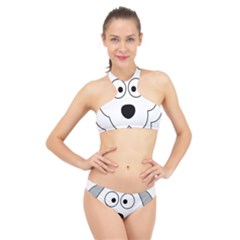 Animal Cartoon Colour Dog High Neck Bikini Set by Nexatart