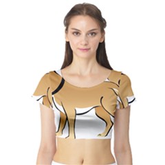 Dog Brown Pet Animal Tail Eskimo Short Sleeve Crop Top