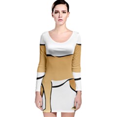 Dog Brown Pet Animal Tail Eskimo Long Sleeve Velvet Bodycon Dress by Nexatart