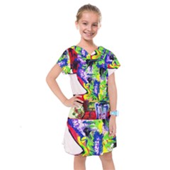 Lilac, Lamp And Curtain Window 1 Kids  Drop Waist Dress by bestdesignintheworld