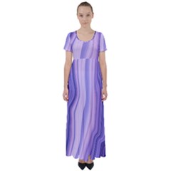 Marbled Ultra Violet High Waist Short Sleeve Maxi Dress by NouveauDesign