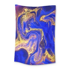 Blue Gold Marbled Small Tapestry by NouveauDesign
