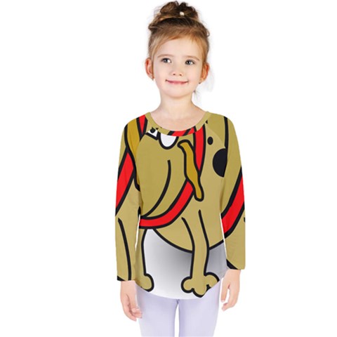 Dog Brown Spots Black Cartoon Kids  Long Sleeve Tee by Nexatart