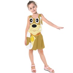 Dog Doggie Bone Dog Collar Cub Kids  Sleeveless Dress by Nexatart