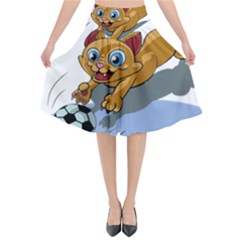 Cat Ball Play Funny Game Playing Flared Midi Skirt by Nexatart