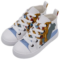 Cat Ball Play Funny Game Playing Kid s Mid-top Canvas Sneakers