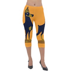 Illustration Silhouette Art Mammals Lightweight Velour Capri Leggings 