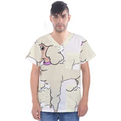 Poodle Dog Breed Cute Adorable Men s V-neck Scrub Top