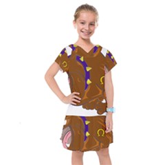 Bulldog Cartoon Angry Dog Kids  Drop Waist Dress