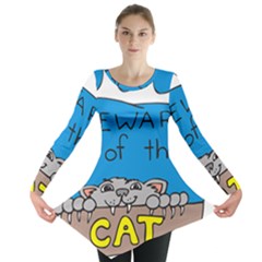 Cat Print Paw Pet Animal Claws Long Sleeve Tunic  by Nexatart