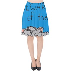 Cat Print Paw Pet Animal Claws Velvet High Waist Skirt by Nexatart