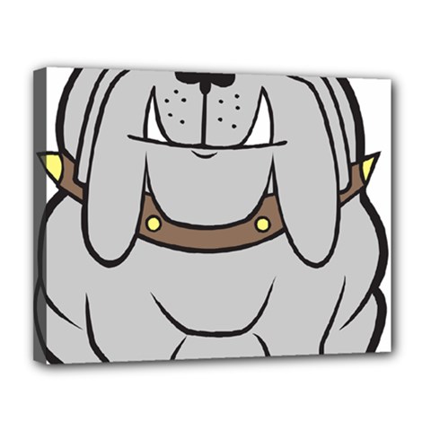 Gray Happy Dog Bulldog Pet Collar Canvas 14  X 11  by Nexatart