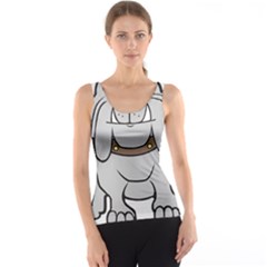 Gray Happy Dog Bulldog Pet Collar Tank Top by Nexatart