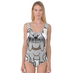 Gray Happy Dog Bulldog Pet Collar Princess Tank Leotard  by Nexatart