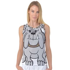 Gray Happy Dog Bulldog Pet Collar Women s Basketball Tank Top by Nexatart