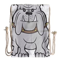 Gray Happy Dog Bulldog Pet Collar Drawstring Bag (large) by Nexatart