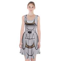 Gray Happy Dog Bulldog Pet Collar Racerback Midi Dress by Nexatart