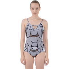 Gray Happy Dog Bulldog Pet Collar Cut Out Top Tankini Set by Nexatart