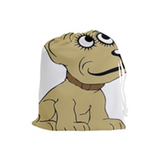 Dog Cute Sitting Puppy Pet Drawstring Pouches (large)  by Nexatart