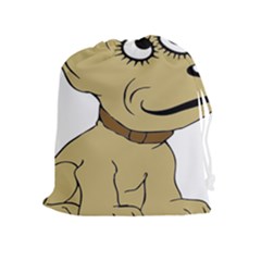 Dog Cute Sitting Puppy Pet Drawstring Pouches (extra Large) by Nexatart