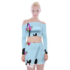 Woman Girl Lady Female Young Off Shoulder Top With Mini Skirt Set by Nexatart