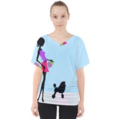 Woman Girl Lady Female Young V-neck Dolman Drape Top