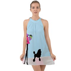 Woman Girl Lady Female Young Halter Tie Back Chiffon Dress