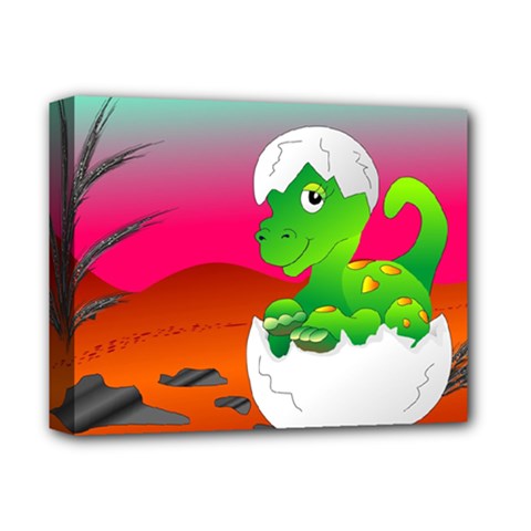 Dinosaur Dino Baby Dino Lizard Deluxe Canvas 14  X 11 