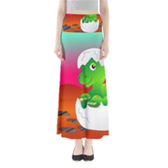 Dinosaur Dino Baby Dino Lizard Full Length Maxi Skirt