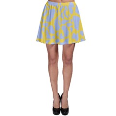 Yellow Blue Cow Print Skater Skirt by LoolyElzayat