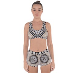 Wood Butterflies And Wood Hearts In Harmony Racerback Boyleg Bikini Set