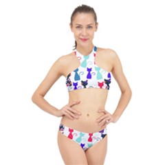 Cats High Neck Bikini Set