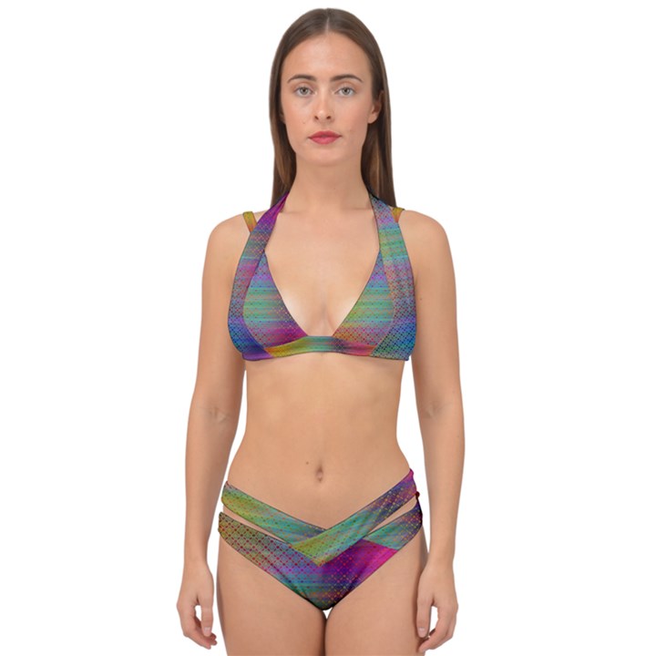 Colorful Sheet Double Strap Halter Bikini Set